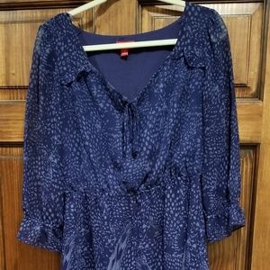 Feather-print blue ELLE dress